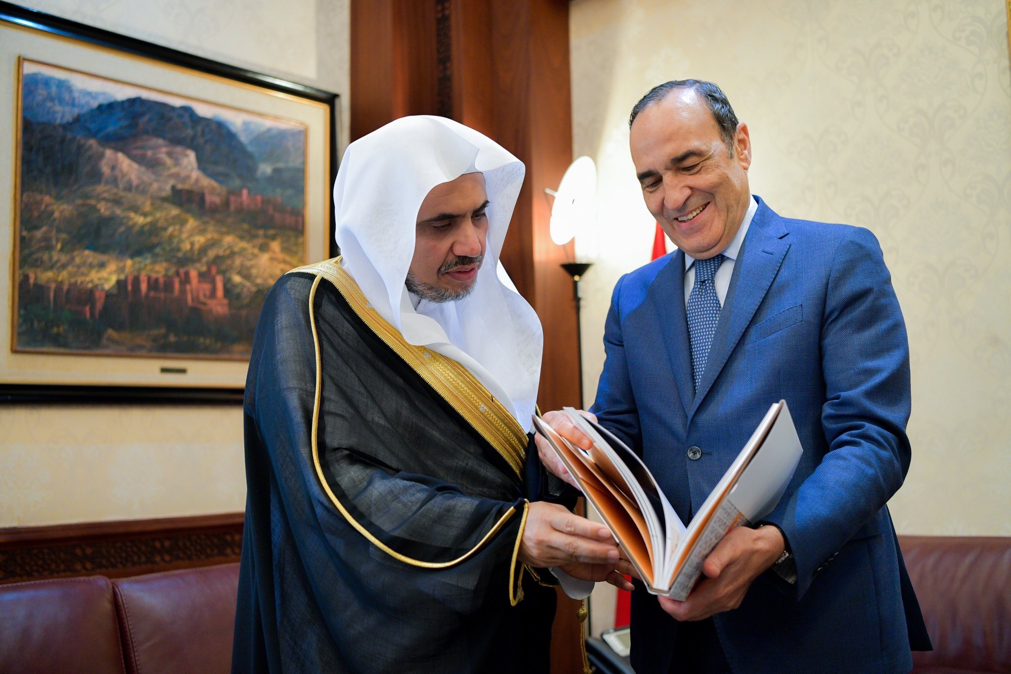 His Excellency the Speaker of the Moroccan Parliament Mr. Habib ElMalki receives and discusses with the Secretary-General of the MWL, Dr. Mohammed Alissa topics of common interest.