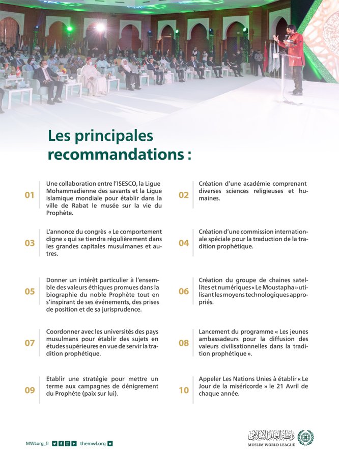 Les recommandations issues du congrès « La civilisation dans la tradition prophétique » :