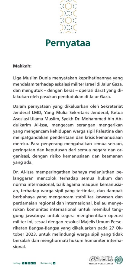 Pernyataan dari Liga Muslim Dunia: