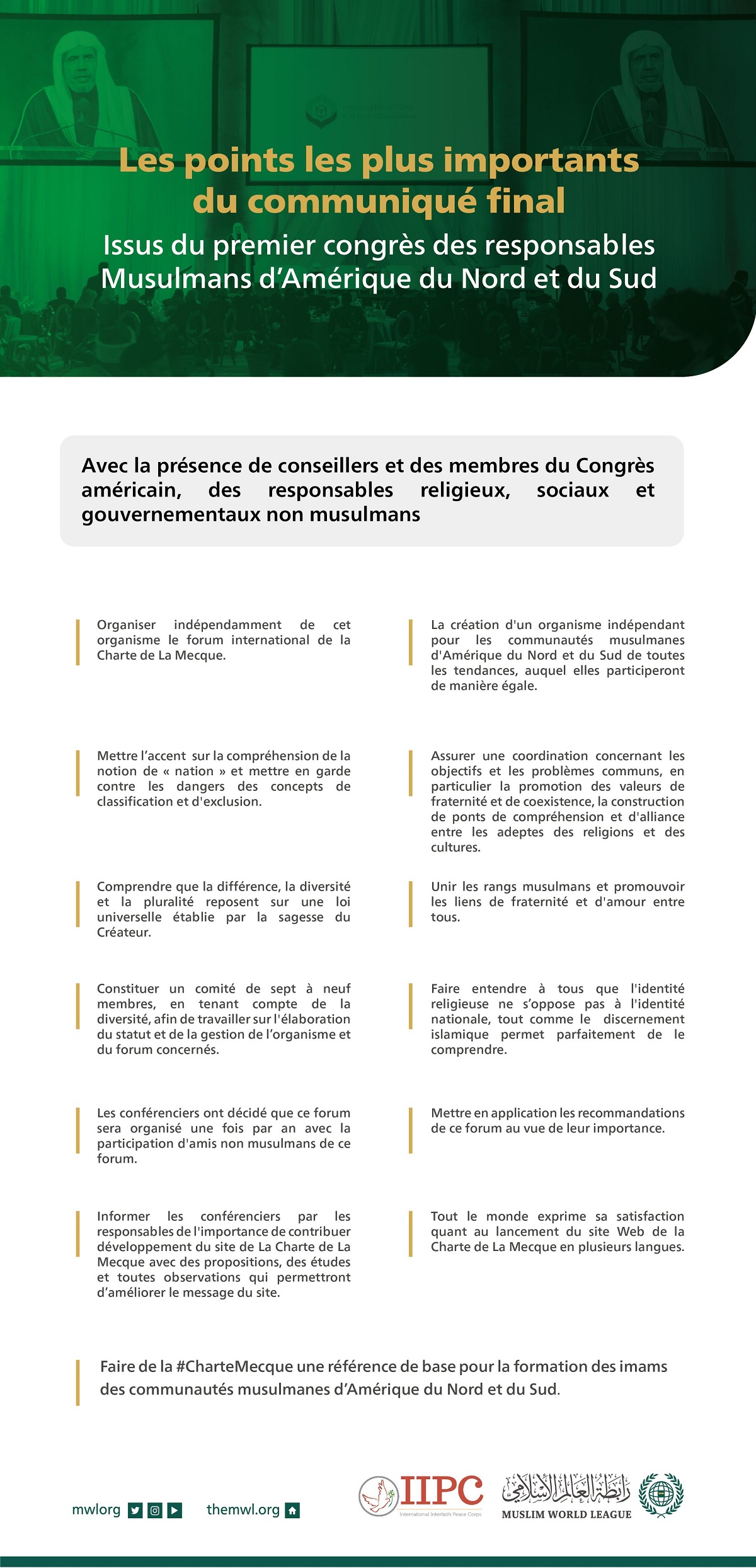 Communiqué final issu du forum des responsables musulmans d’Amérique du Nord et du Sud organisé à Washington :