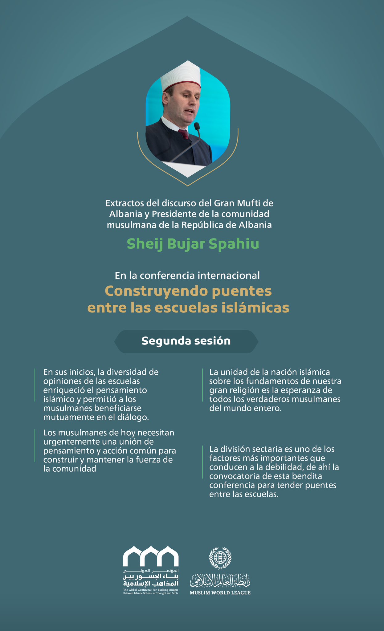 Extractos del discurso del Gran Mufti de Albania y responsable de la comunidad musulmana de la República de Albania, Sheij Bujar Spahiu