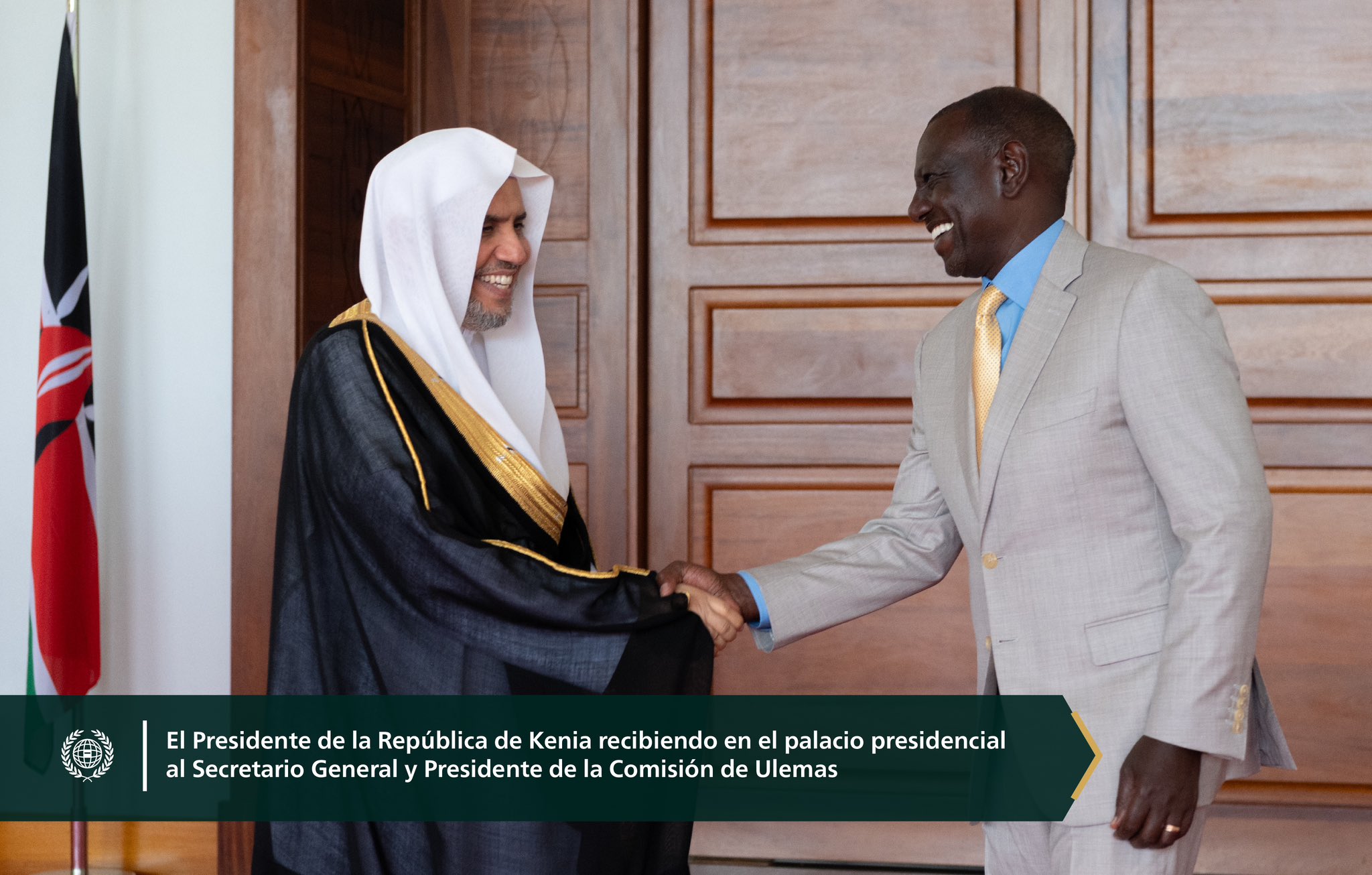 Le Président de la République du Kenya, M. William Ruto, a reçu le Secrétaire général et Président de l’Organisation des savants musulmans,cheikh Mohammed Al-Issa, au palais présidentiel dans la capitale Nairobi