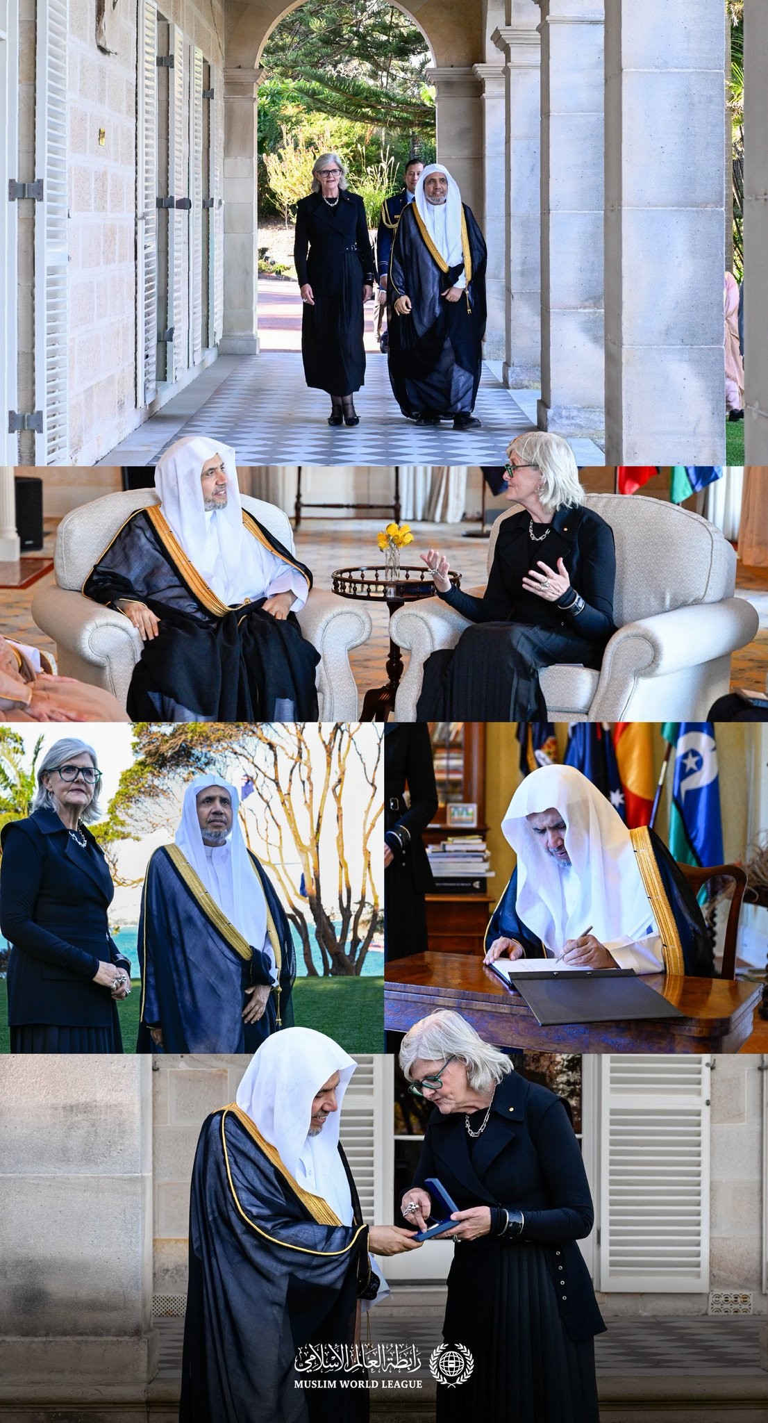Yang Mulia Gubernur Jenderal Australia, Nyonya Sam Mostyn, menerima kunjungan Yang Mulia Sekretaris Jenderal LMD, Ketua Organisasi Ulama Muslim, Syekh Dr. Mohammed Alissa  , di Istana Gubernur Jenderal di kota "Sydney"