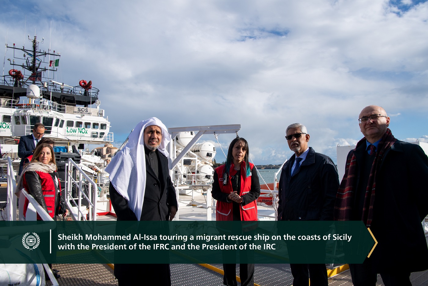His Excellency Sheikh Dr. Mohammed Al-Issa, Secretary-General of the Muslim World League (MWL), met with the president of the International Federation of the Red Cross and Red Crescent Societies, in the presence of the President of the Italian Red Cross
