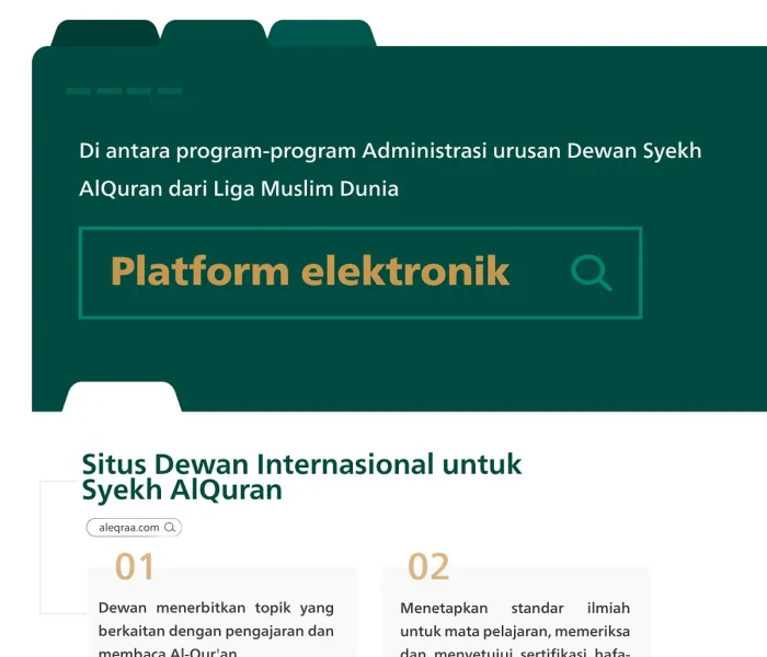 “Jumlah penerima manfaat tahun ini melebihi dua juta” Platform elektronik merupakan lompatan kualitatif untuk program-program Dewan International untuk Syekh AlQur'an, yang mencakup elit Syekh AlQur'an di dunia. Inilah sorotannya: