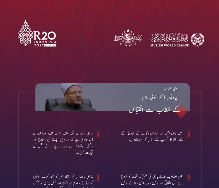 پروفیسر ڈاکٹر  شوقی علّام، مفتی اعظم مصر کا بالی میں ‫#R20_اجلاس‬ کے موقع پر خطاب کے اہم نکات: