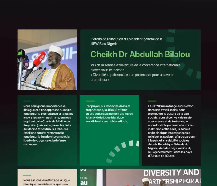 Extraits du discours du Président général de la JIBWIS en République fédérale du Nigeria, cheikh Dr Abdullah Bilalou, à l’occasion du lancement de l’Initiative de la Ligue islamique mondiale pour la paix sociale en Afrique de l’Ouest 