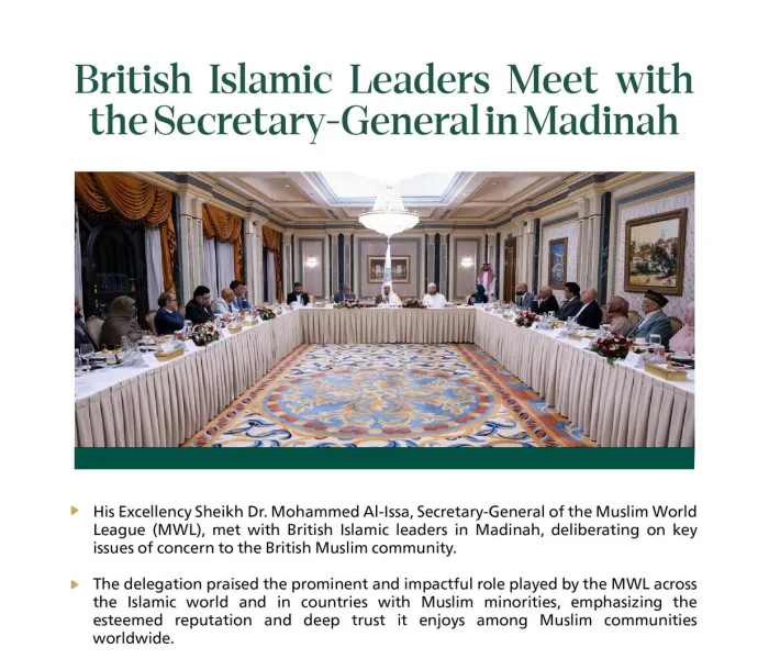 In Madinah, British Islamic leaders met with His Excellency Sheikh Dr. Mohammed Alissa, Secretary-General of the MWL and Chairman of the Organization of Muslim Scholars.  Explore the five main topics that were addressed in the meeting: