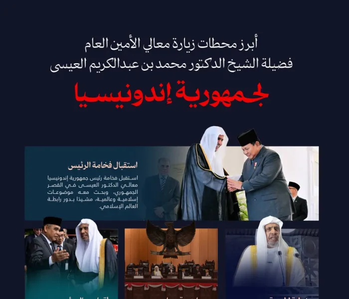 ‏لمحاتٌ لأبرز محطات زيارة معالي الأمين العام، رئيس هيئة علماء المسلمين، فضيلة الشيخ د.⁧‫ محمد العيسى‬⁩ ⁦‪‬⁩، إلى جمهورية إندونيسيا: