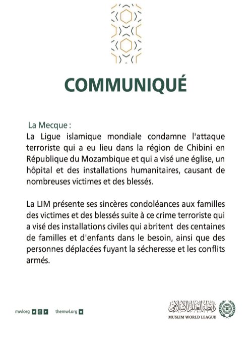 Communiqué de la Ligue Islamique Mondiale :