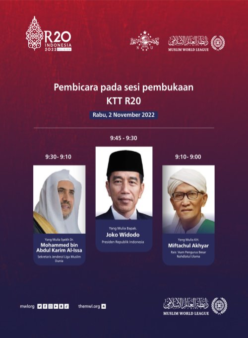 ikuti peluncuran KTT Agama R20. KTT keagamaan pertama dalam agenda G20