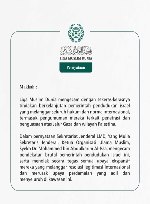 Pernyataan dari Liga Muslim Dunia: