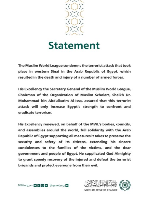 Statement from the Muslim World League: