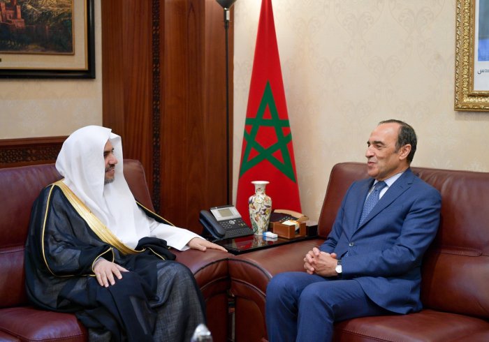 معالي رئيس البرلمان بالمملكة المغربية السيد ⁧الحبيب المالكي⁩ يستقبل معالي الأمين العام لرابطة العالم الإسلامي الشيخ د.محمد العيسى⁩