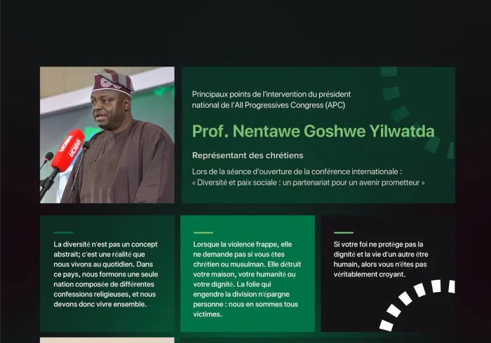Extraits de discours du président national du All Progressives Congress (APC), Prof. Nentawe Goshwe Yilwatda représentant les chrétiens lors de la séance d’ouverture de l’Initiative de la Ligue pour la paix sociale en Afrique de l’Ouest