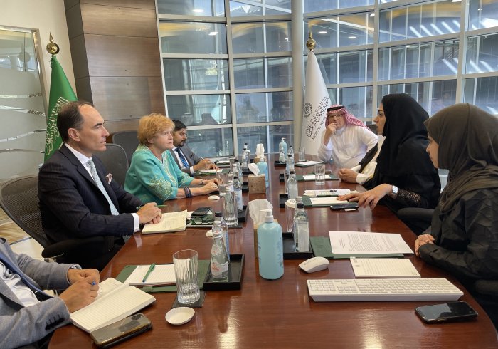The US StateDept Envoy to Monitor and Combat Antisemitism Deborah Lipstadt State SEAS met at the Muslim World League's office in Riyadh