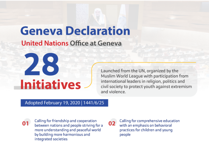As part of the Geneva Declaration, the MWL has committed to diagnosing, analyzing, and treating the root causes of Islamophobia