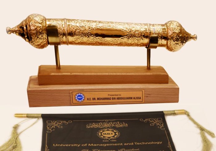 HE Dr. Mohammad Alissa,  was awarded an honorary doctorate from the University of Management & Technology in Lahore