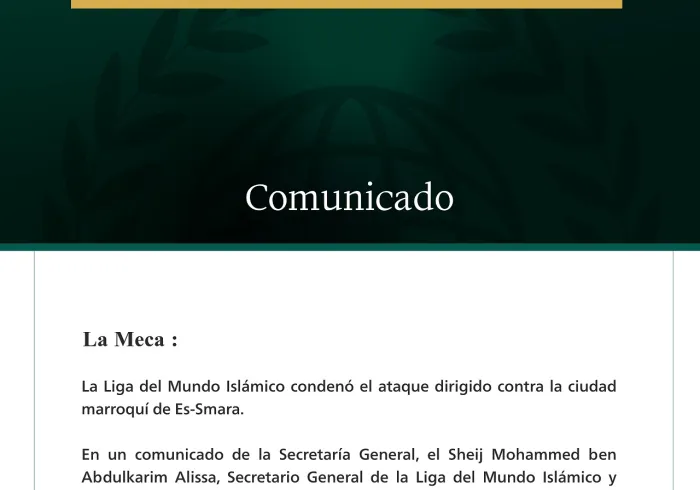 La Liga del Mundo Islámico condena el ataque dirigido contra la ciudad marroquí de Es-Smara