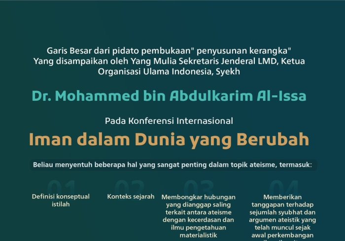 "Pembingkaian" Diskusi Syar'i Ilmiah:  Sorotan dari pidato "penyusunan kerangka" Yang Mulia Sekretaris Jenderal LMD, Syekh Dr. Mohammed Alissa   pada pelucuran Konferensi Internasional: "Iman dalam Dunia yang Berubah":