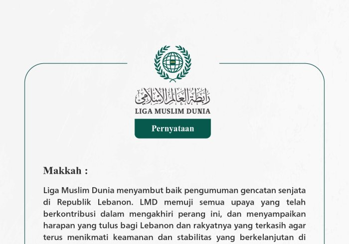 Pernyataan dari Liga Muslim Dunia: