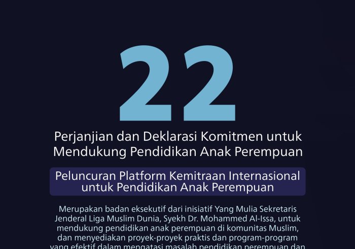  Syekh Dr. Mohammed Alissa    untuk pendidikan anak perempuan di komunitas Muslim, dengan tujuan agar langkah-langkahnya menjadi praktis dan pencapaiannya menjadi nyata. Kenali proyek-proyek bersejarah yang telah ditandatangani: