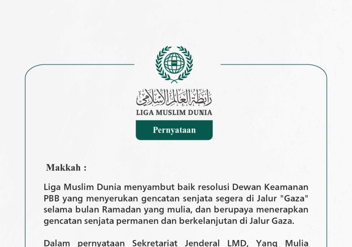 Pernyataan dari LigaMuslimDunia: