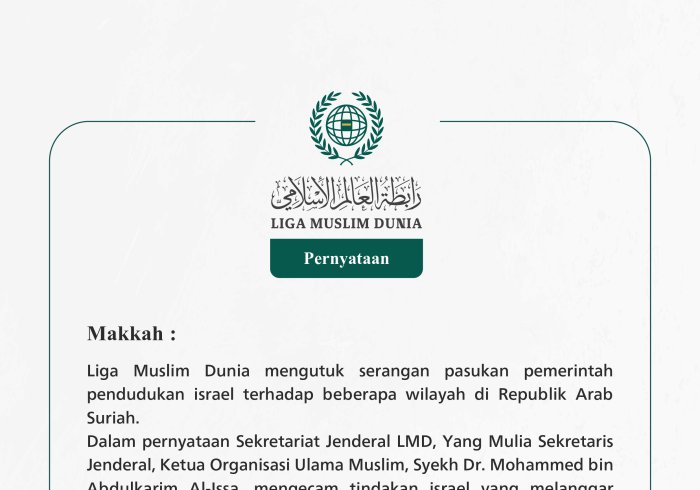 Pernyataan dari Liga Muslim Dunia: