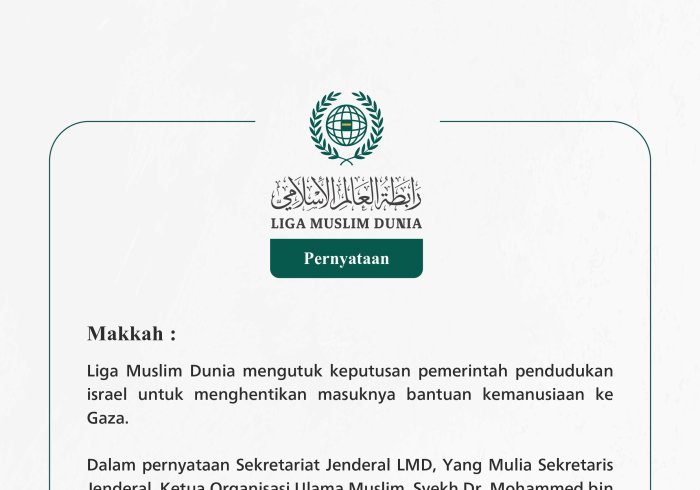 Pernyataan dari Liga Muslim Dunia: