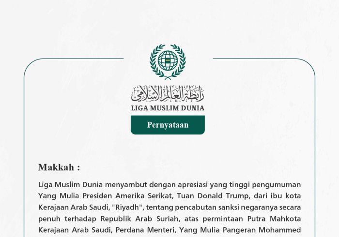 Pernyataan dari Liga Muslim Dunia:
