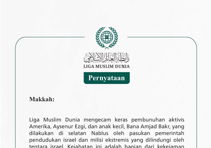 Pernyataan dari Liga Muslim Dunia: