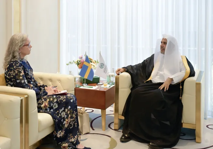 Earlier today, at his office in Riyadh, H.E. Sheikh Dr. Mohammed Al-Issa , Secretary-General of the Muslim World League and Chairman of the Organization of Muslim Scholars, met with H.E. Ms. Petra Menander, Ambassador of Sweden to the Kingdom of Saudi Arabia