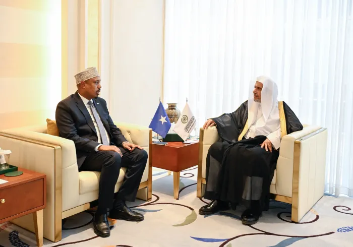 سیکرٹری جنرل رابطہ اور چیئرمین مسلم علماء کونسل، عزت مآب شیخ ڈاکٹر محمد العیسی نے آج دوپہر اپنے دفتر میں مملکت سعودی عرب میں وفاقی جمہوریہ صومالیہ کے سفیر، جناب محمد امین شیخ عثمان سے ملاقات کی
