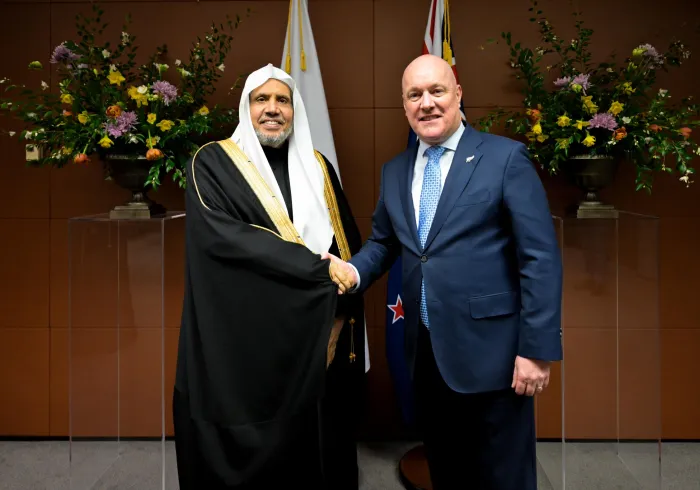 H.E. Christopher Luxon, Prime Minister of New Zealand, received H.E. Sheikh Dr. Mohammed Al-Issa, the Secretary-General of the MWL, in the New Zealand capital, Wellington
