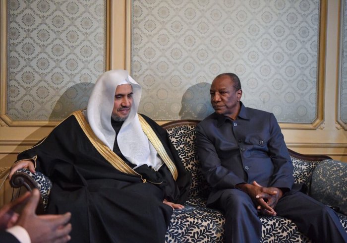 His Excellency the President of Guinea Conakry Professor Alfa Condé receiving HE the SG of the Muslim World League in his residence during his stay in Paris