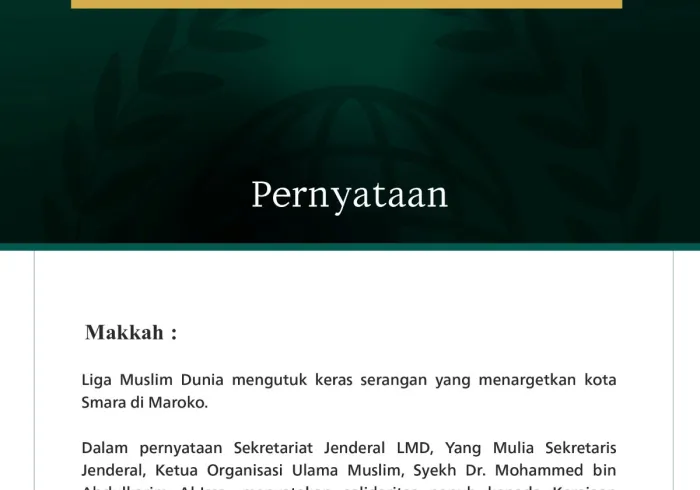 Liga Muslim Dunia Mengutuk Serangan yang Menargetkan Kota Smara di Maroko