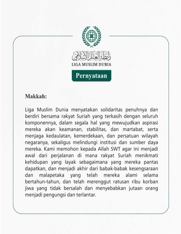 Pernyataan dari Liga Muslim Dunia: