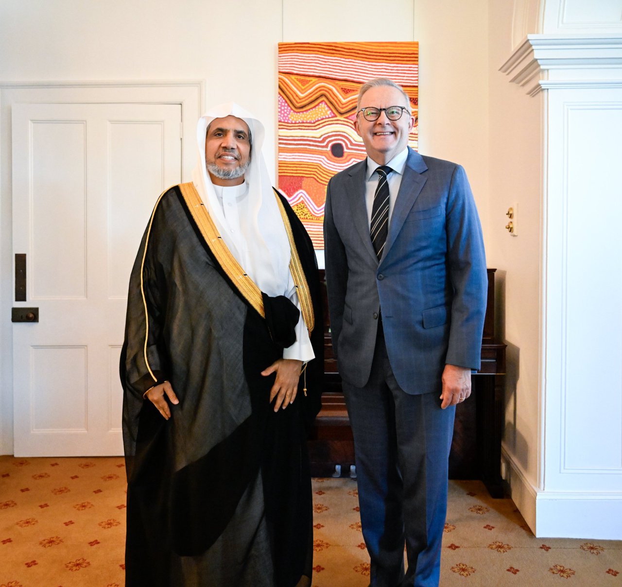 آسٹریلیا کے وزیراعظم جناب انتھونی البانیز  نے آج صبح ”سڈنی“ میں سیکرٹری جنرل رابطہ اور چیئرمین مسلم علماء کونسل، عزت مآب شیخ ڈاکٹر محمد العیسی کا استقبال کیا