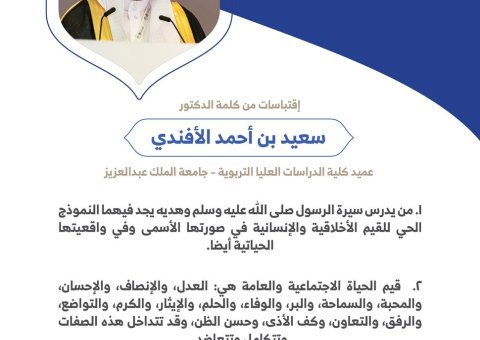 الدكتور سعيد بن أحمد الأفندي عميد كلية الدراسات العليا التربوية بجامعة الملك عبدالعزيز مخاطباً 1200 شخصية إسلامية من 139 دولة في مؤتمر وثيقة مكة المكرمة: