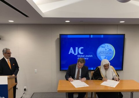 In a milestone moment for interfaith cooperation, HE Dr. Mohammad Alissa signed an agreement with AJCGlobal  to lead the highest level Islamic delegation in history to Auschwitz in January 2020.