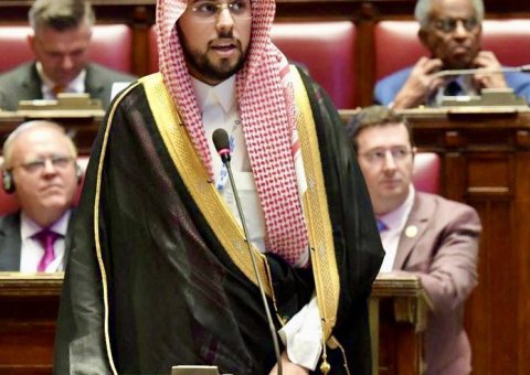 مساعد الأمين العام للاتصال المؤسَّسي، أ. عبدالوهاب الشهري، يُلقي كلمة ⁧‫رابطة العالم الإسلامي‬⁩ في المؤتمر البرلماني الثاني للحوار بين الأديان