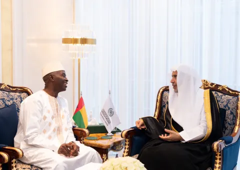 El Secretario General, Presidente de la Comisión de Ulemas Musulmanes, Sheij Mohammed Al-Issa , se reunió con el Embajador Extraordinario y Plenipotenciario de la República de Guinea-Bisáu ante el Reino de Arabia Saudita.