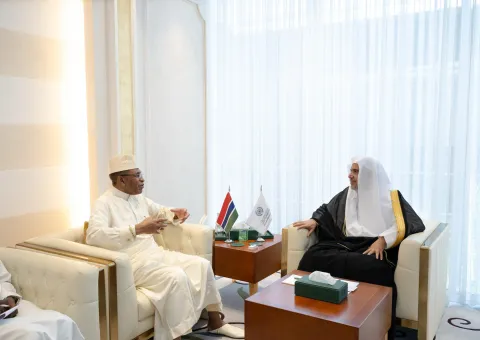 This afternoon in his office, His Excellency Sheikh Dr. Mohammed Alissa, Secretary-General of the MWL and Chairman of the Organization of Muslim Scholars, received His Excellency Mr. Omar Gibril Sallah