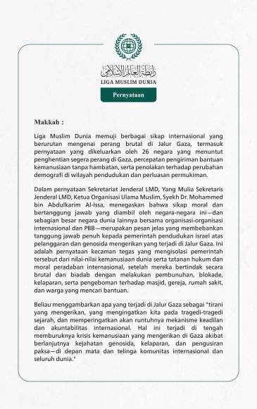 Pernyataan dari Liga Muslim Dunia: