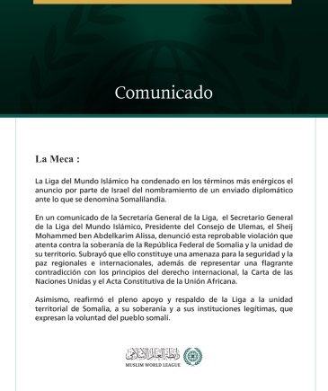 La Liga del Mundo Islámico condena el complot terrorista que tuvo como objetivo a los Emiratos Árabes Unidos.