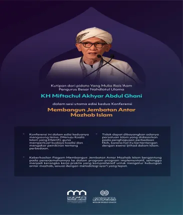 "Dalam perbedaan ada kebijaksanaan"    Kutipan dari pidato Yang Mulia Rais 'Aam Pengurus Besar Nahdlatul Ulama, KH Miftachul Akhyar Abdul Ghani, dalam sesi utama edisi kedua Konferensi Membangun Jembatan Antar Mazhab Islam: