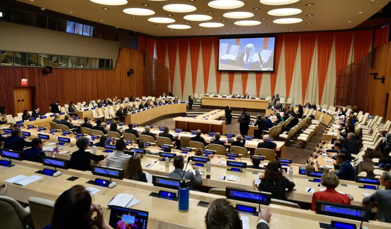 عزت مآب شیخ ڈاکٹر محمد العیسی اقوام متحدہ کے ہیڈ کوارٹر نیویارک میں ذمہ دار قیادت سربراہی اجلاس کے افتتاح کے موقع