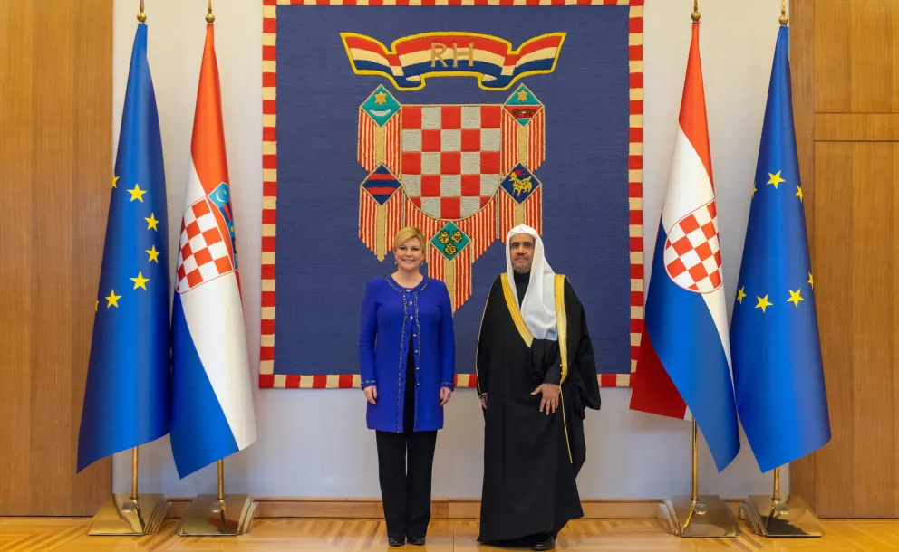 La Présidente de la République de Croatie reçoit au palais présidentiel Mohammad Alissa.