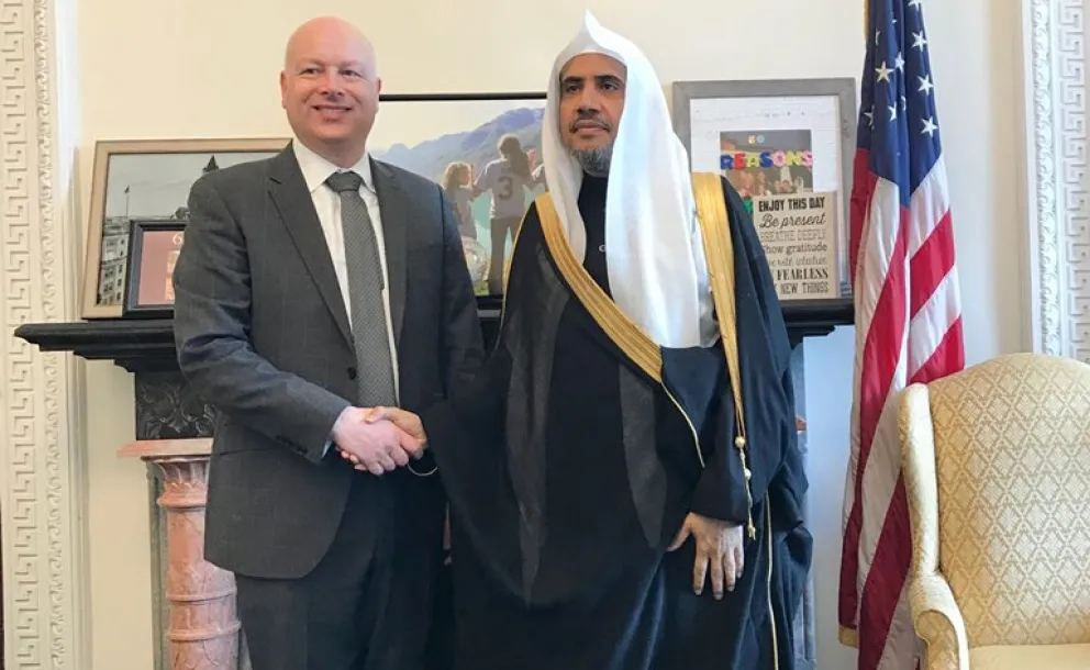 Déclaration conjointe à la Maison Blanche entre le Secrétaire général de la Ligue Islamique mondiale, cheikh Dr. Mohammed Al-Issa et le représentant spécial pour les négociations internationales, M. Jason Greenblatt :