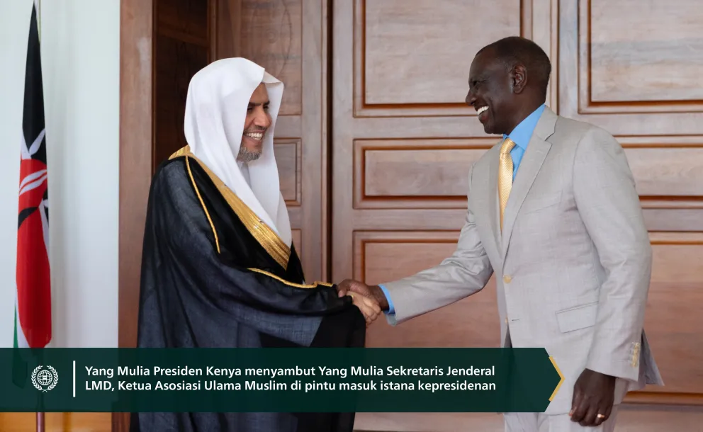 Yang Mulia Presiden Republik Kenya, Tuan William Ruto, menerima Yang Mulia Sekretaris Jenderal LMD, Ketua Asosiasi Ulama Muslim, Syekh Dr. Mohammed Alissa